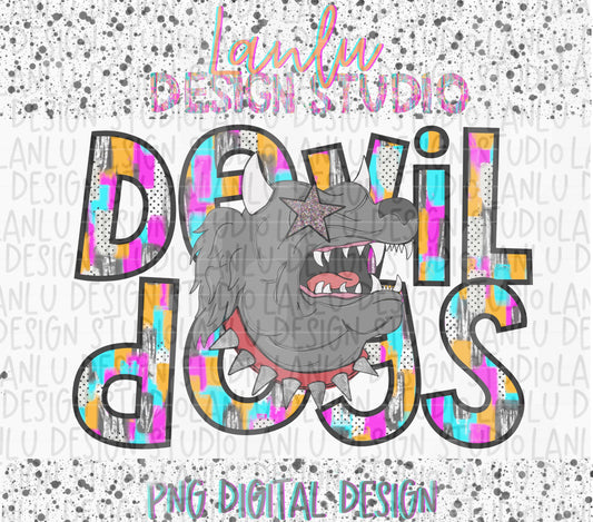 Preppy Paint Stroke Star Eyes Mascot PNG |Devil Dogs
