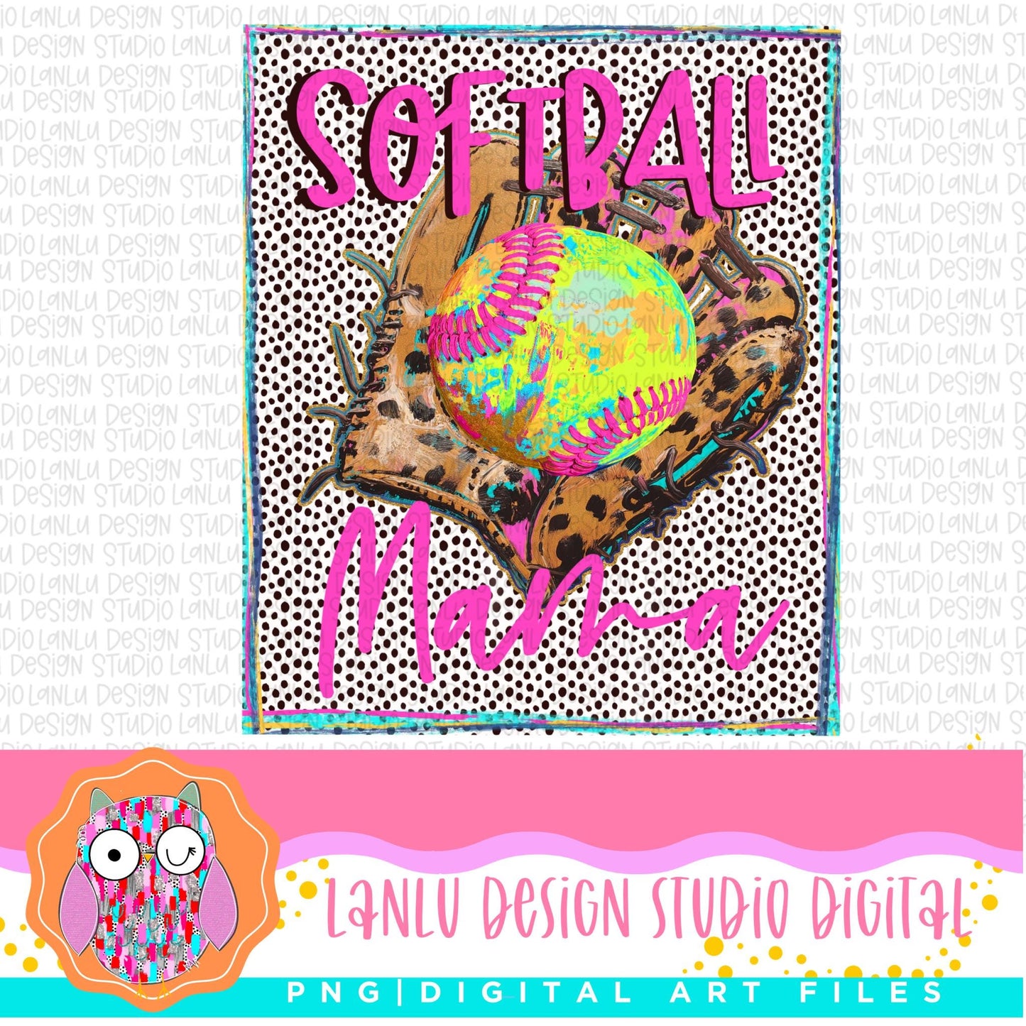 Softball Mama Digital Art PNG - Vibrant Leopard Design for T-Shirts & Crafts|300 DPI Sublimation DTF Printable Digital Download|