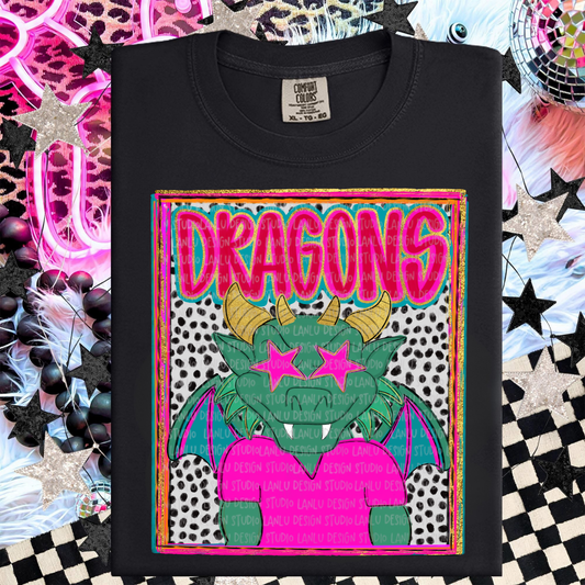 DRAGONS  PREPPY MASCOT PORTRAIT TEE | TEAM SPIRIT| GAME DAY