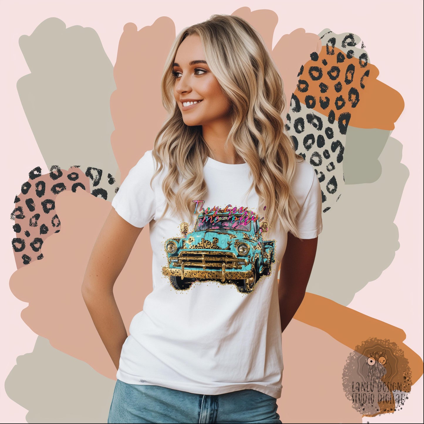 They See Me Rollin' Vintage Truck Graphic | Oldtime Truck PNG |300 DPI Sublimation& DTF Printable Digital Download| Women's Kid Shirt