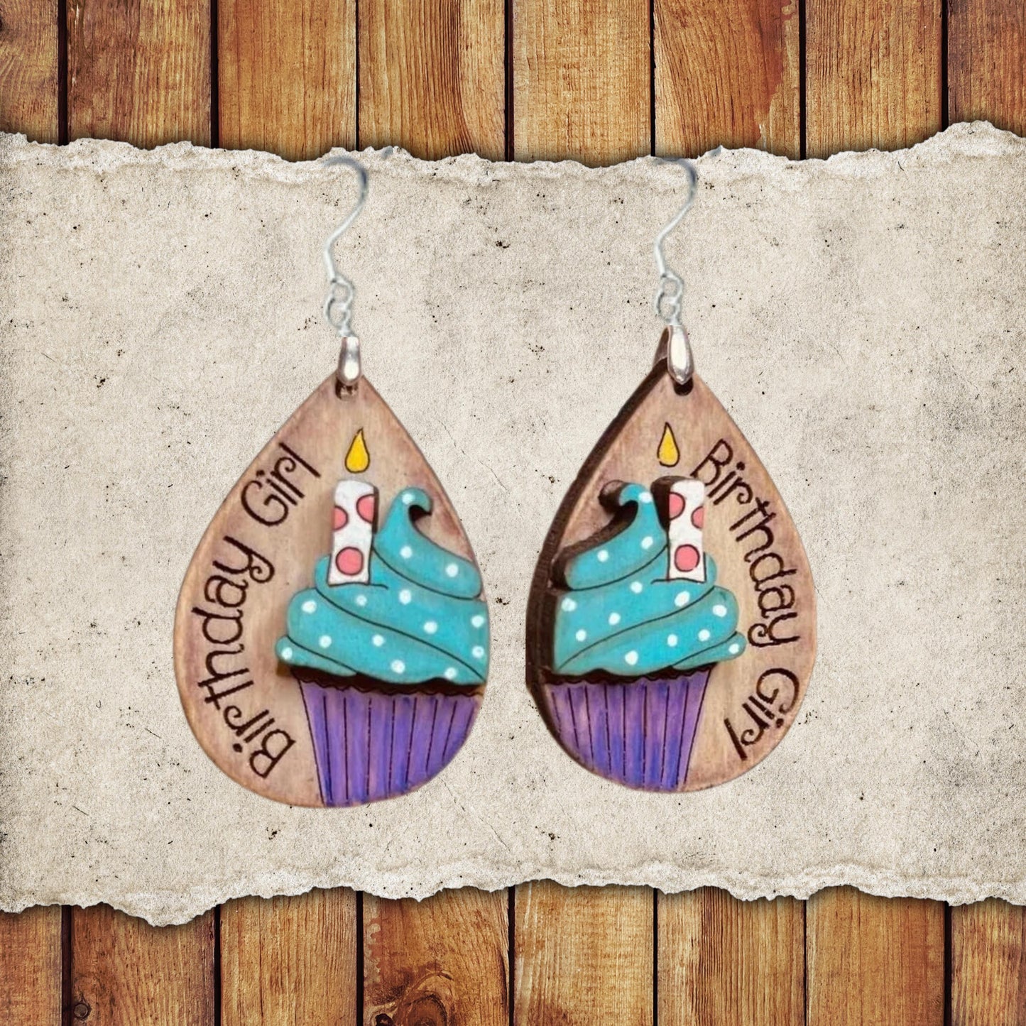 Birthday Girl Dangle Earring Set | Hand-Painted Lightweight Earrings| Spring Earring | Wood Earrings