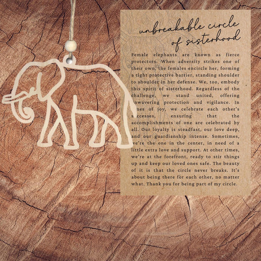 Story Card Elephant Sisterhood Ornament| Inspirational Keepsake| Motivational Gift| Unique Holiday Decoration| Car Charm