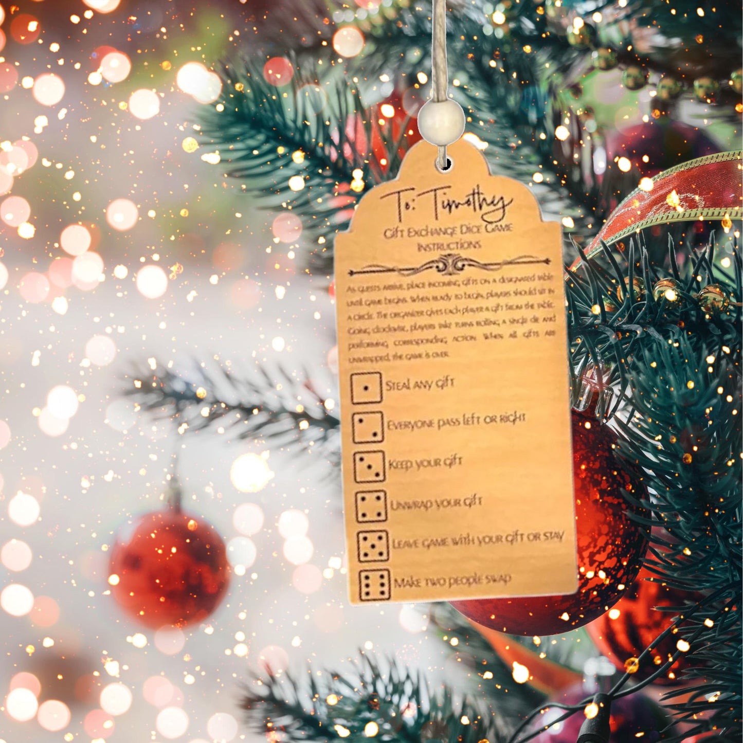 Personalized Gift Exchange Dice Game Christmas Ornament| Christmas Ornaments | Handmade Christmas Gifts | Custom