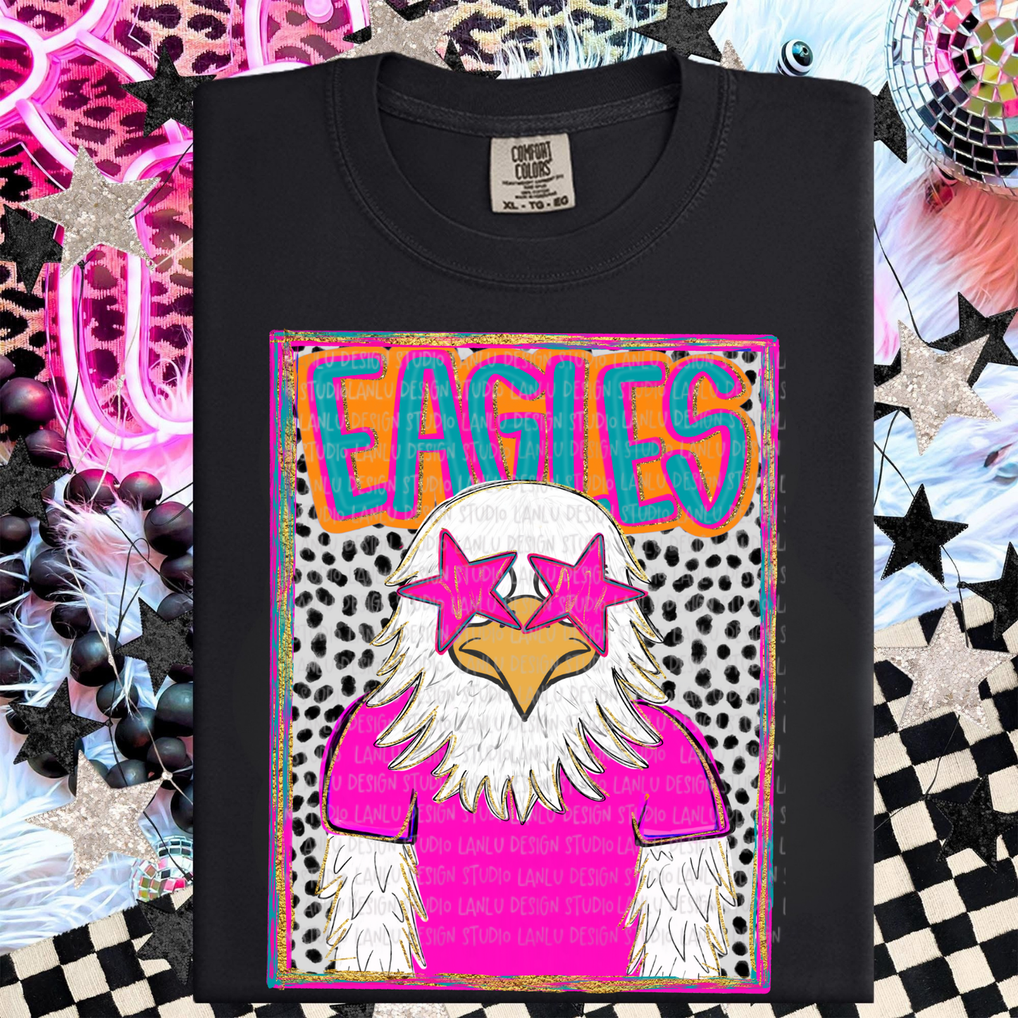 EAGLES  PREPPY MASCOT PORTRAIT TEE | TEAM SPIRIT| GAME DAY