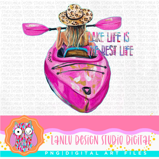 Lake Life is the Best Life Kayak Art| Vibrant Summer Decor| Digital Download for Lake Lovers| Sublimation& DTF Printable Digital Download|
