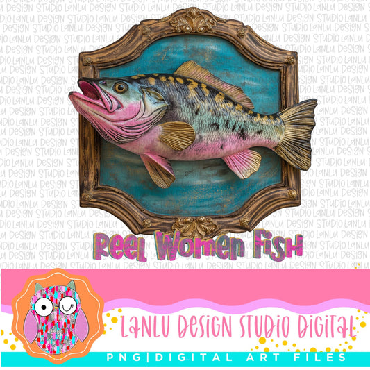 Reel Women Fish  Fish Trophy Art PNG Digital File - 300 DPI Sublimation& DTF Printable Digital Download|