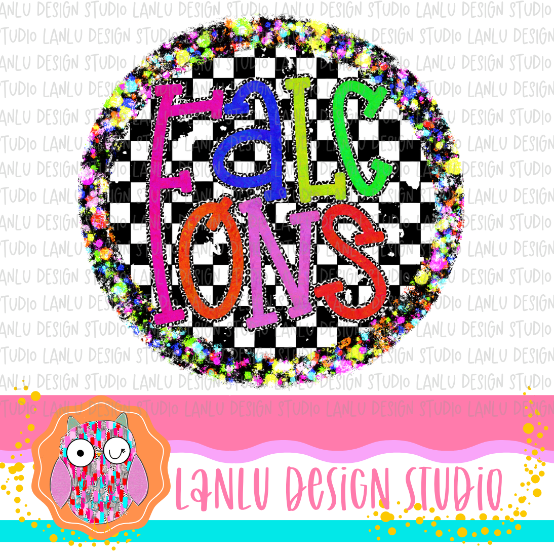 Preppy Brights Checkered Mascot PNG |Falcons I