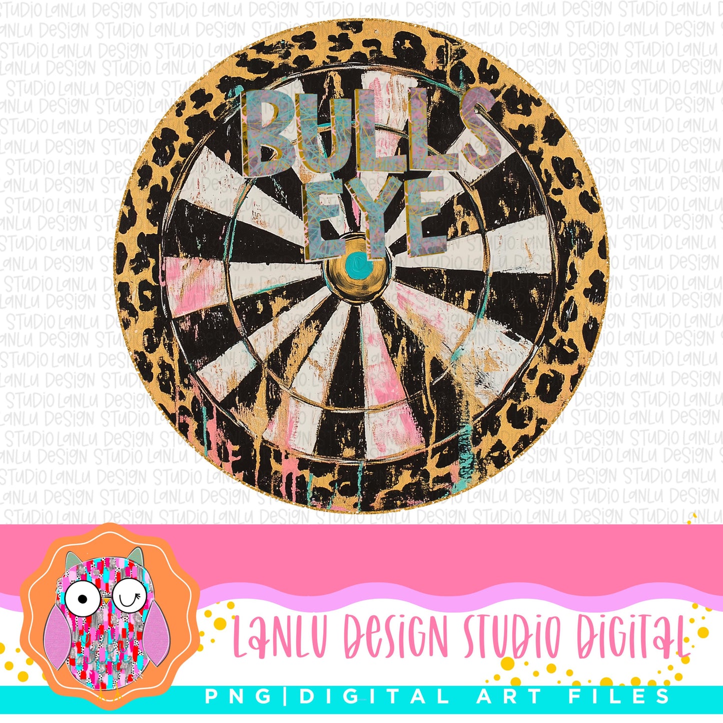 Bullseye Dart Board PNG Digital Art File | Leopard Print Design | Unique Home Decor| 300 DPI Sublimation& DTF Printable Digital Download|