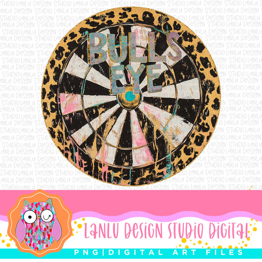 Bullseye Dart Board PNG Digital Art File | Leopard Print Design | Unique Home Decor| 300 DPI Sublimation& DTF Printable Digital Download|