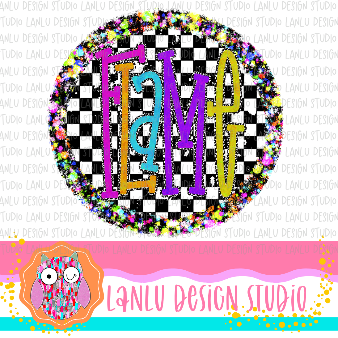 Preppy Brights Checkered Mascot PNG | Flame