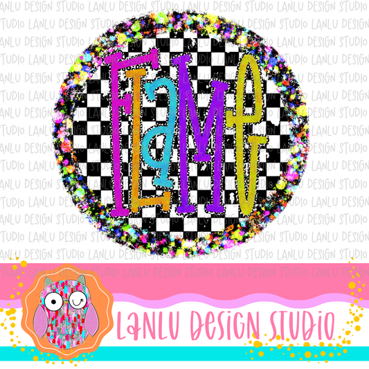 Preppy Brights Checkered Mascot PNG | Flame