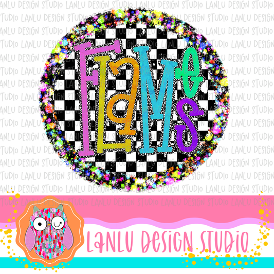 Preppy Brights Checkered Mascot PNG | Flames