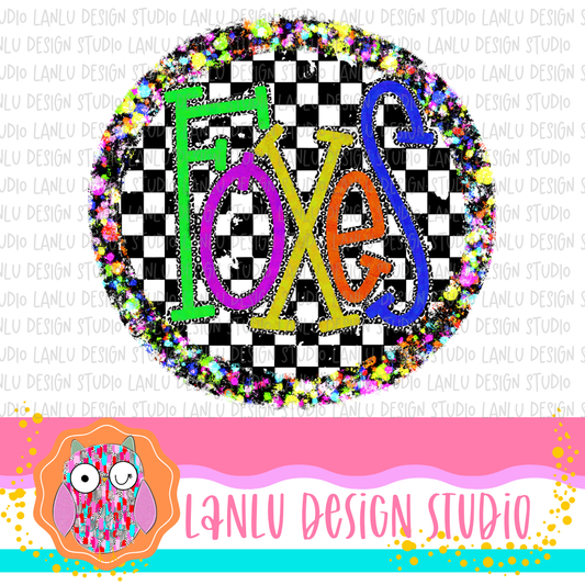 Preppy Brights Checkered Mascot PNG | Foxes I