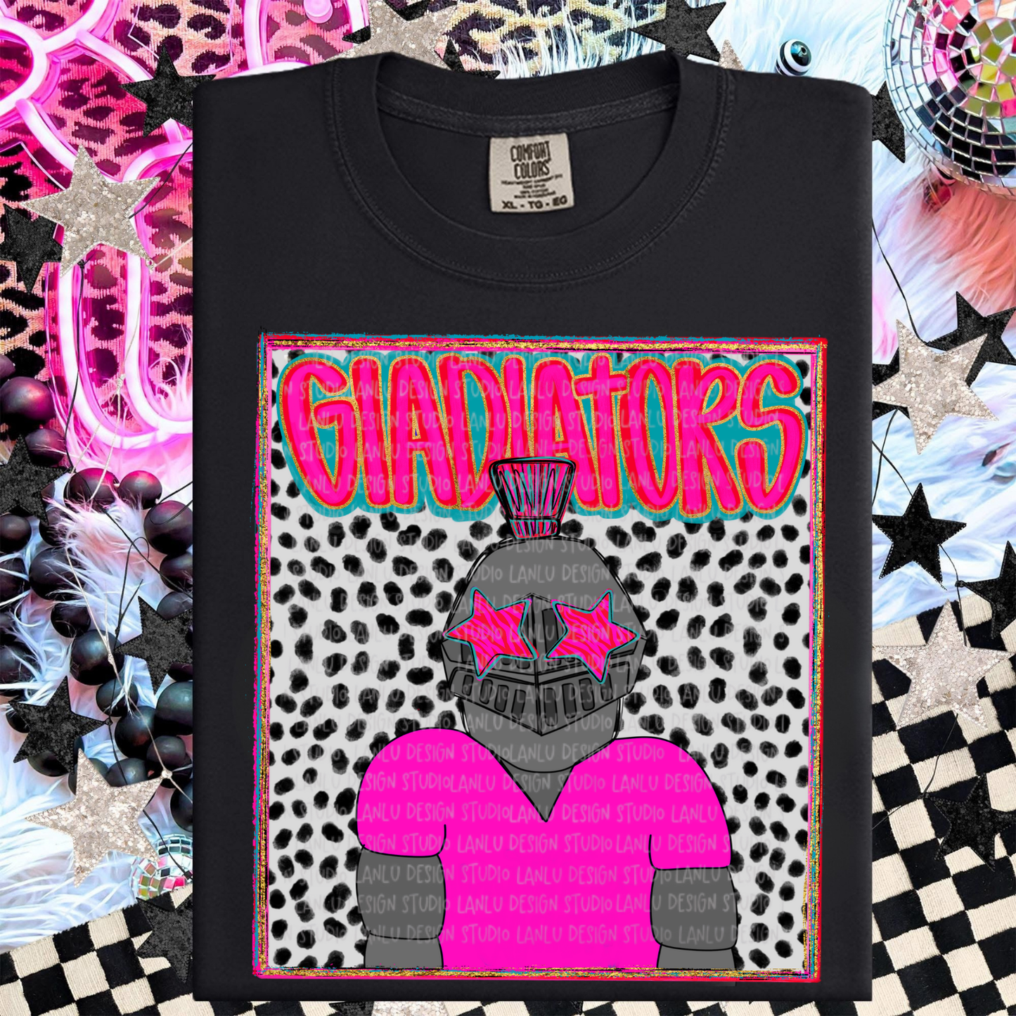 GLADIATORS PINK  PREPPY MASCOT PORTRAIT TEE | TEAM SPIRIT| GAME DAY
