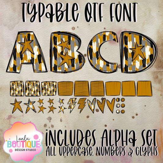 Gold Paintbrush Spirit OTF Typable Alpha