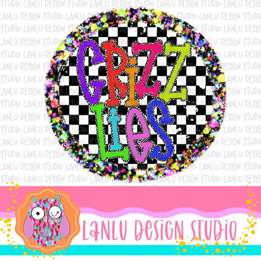 Preppy Brights Checkered Mascot PNG |Grizzlies I