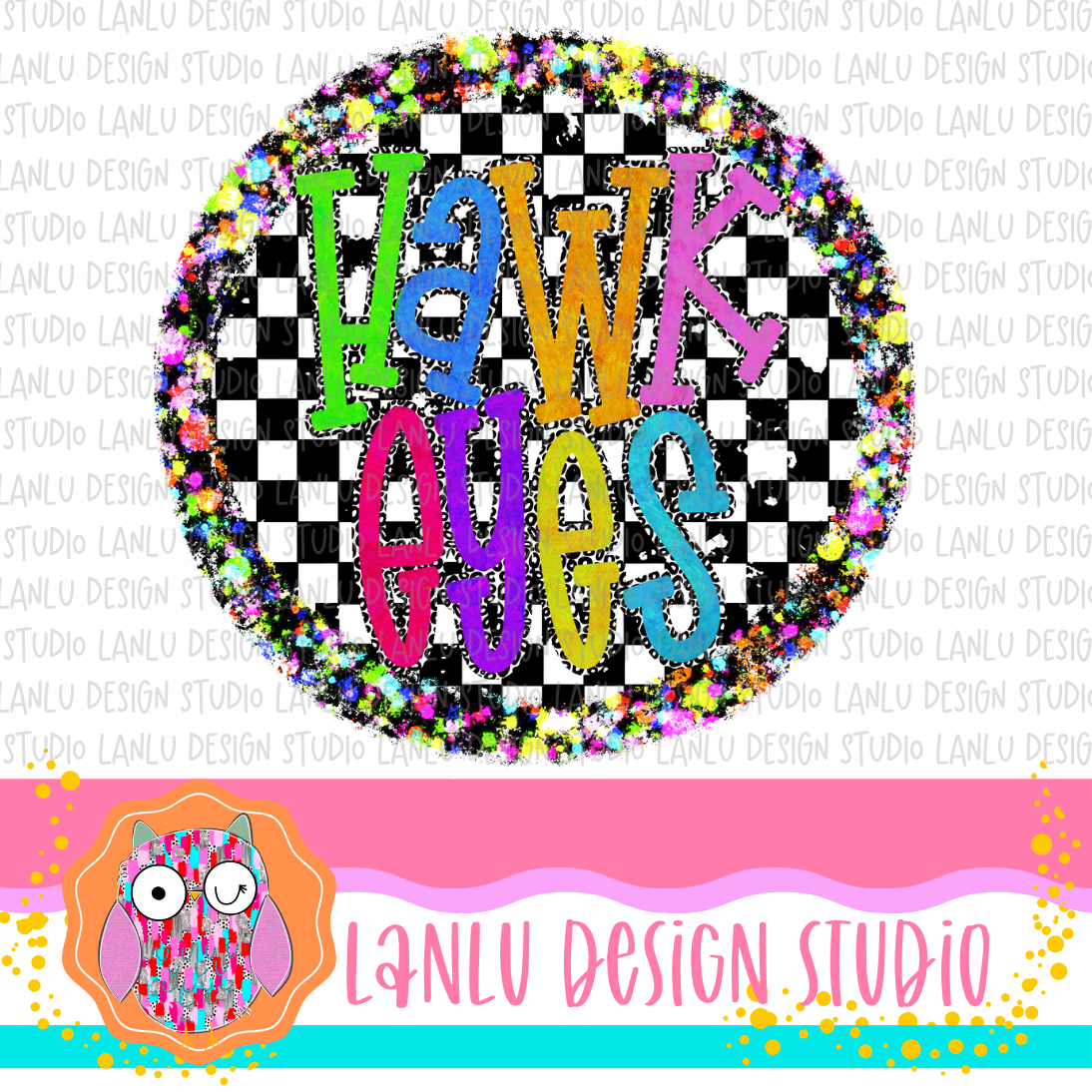 Preppy Brights Checkered Mascot PNG | Hawkeyes