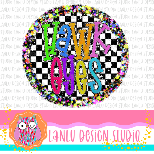 Preppy Brights Checkered Mascot PNG | Hawkeyes