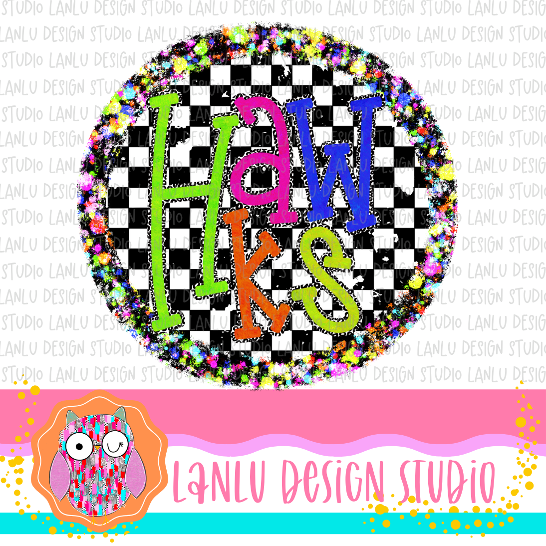 Preppy Brights Checkered Mascot PNG |Hawks I