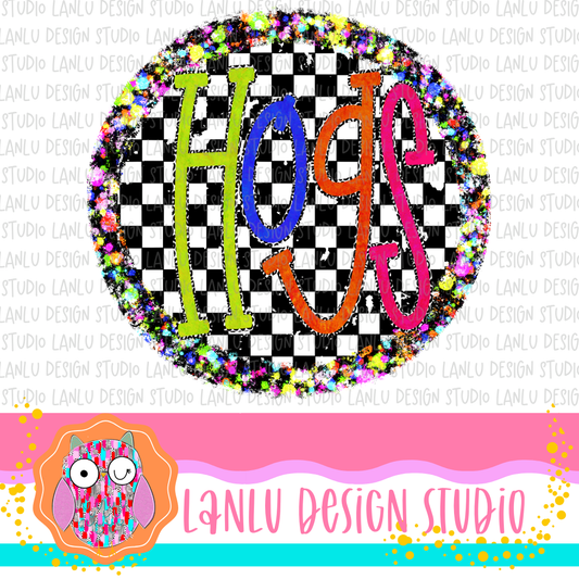 Preppy Brights Checkered Mascot PNG | Hogs I
