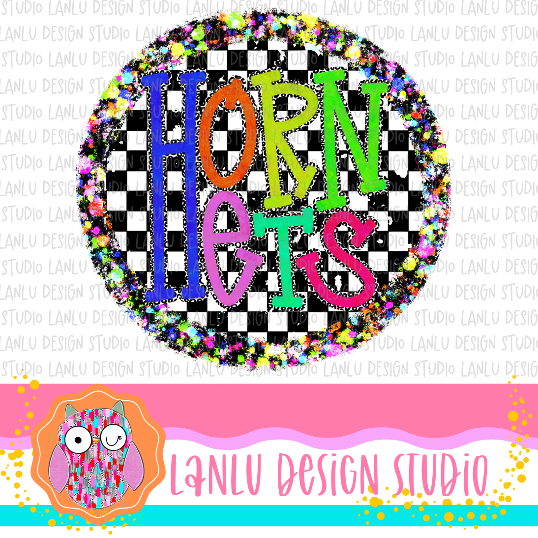 Preppy Brights Checkered Mascot PNG | Hornets I