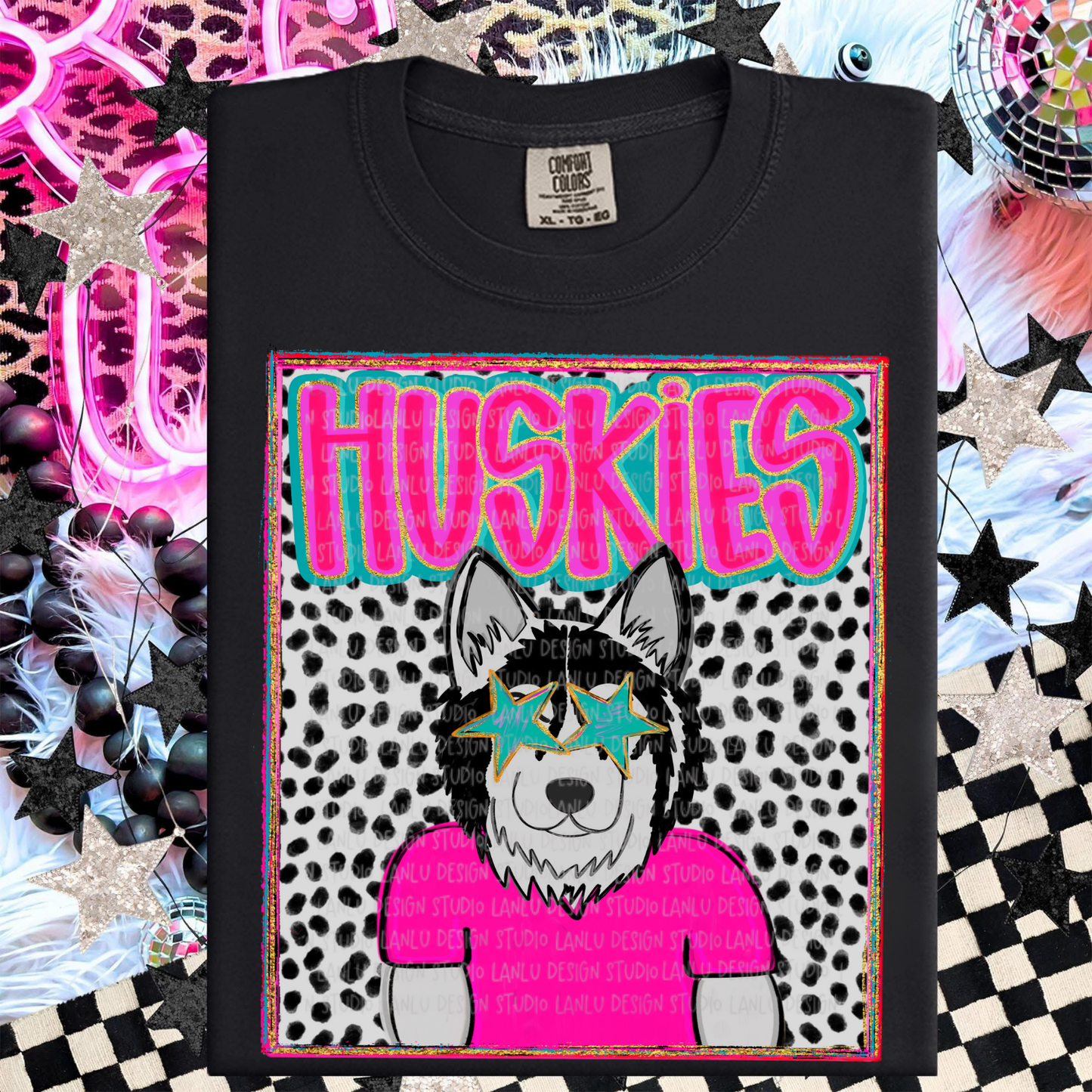 HUSKIES  PREPPY MASCOT PORTRAIT TEE | TEAM SPIRIT| GAME DAY