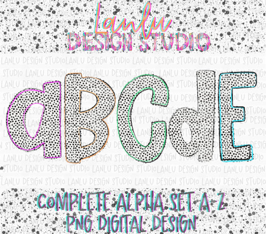 Dalmatian Alpha | Alphabet Clipart | Instant Download | Cute Alpha Pack Png |