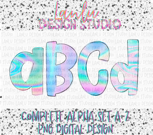 Iridescent Holographic Alpha | Alphabet Clipart | Instant Download | Cute  Alpha Pack Png |