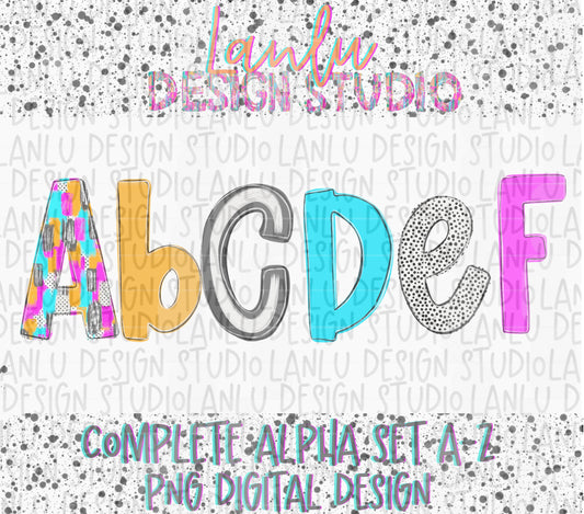 Pink and Blue Paint Stroke Alpha Set | Alphabet Clipart | Instant Download | Cute Alpha Pack Png |