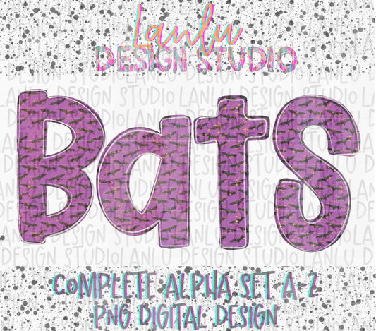 Halloween Bats Alpha | Alphabet Clipart | Instant Download | Cute Alpha Pack Png |