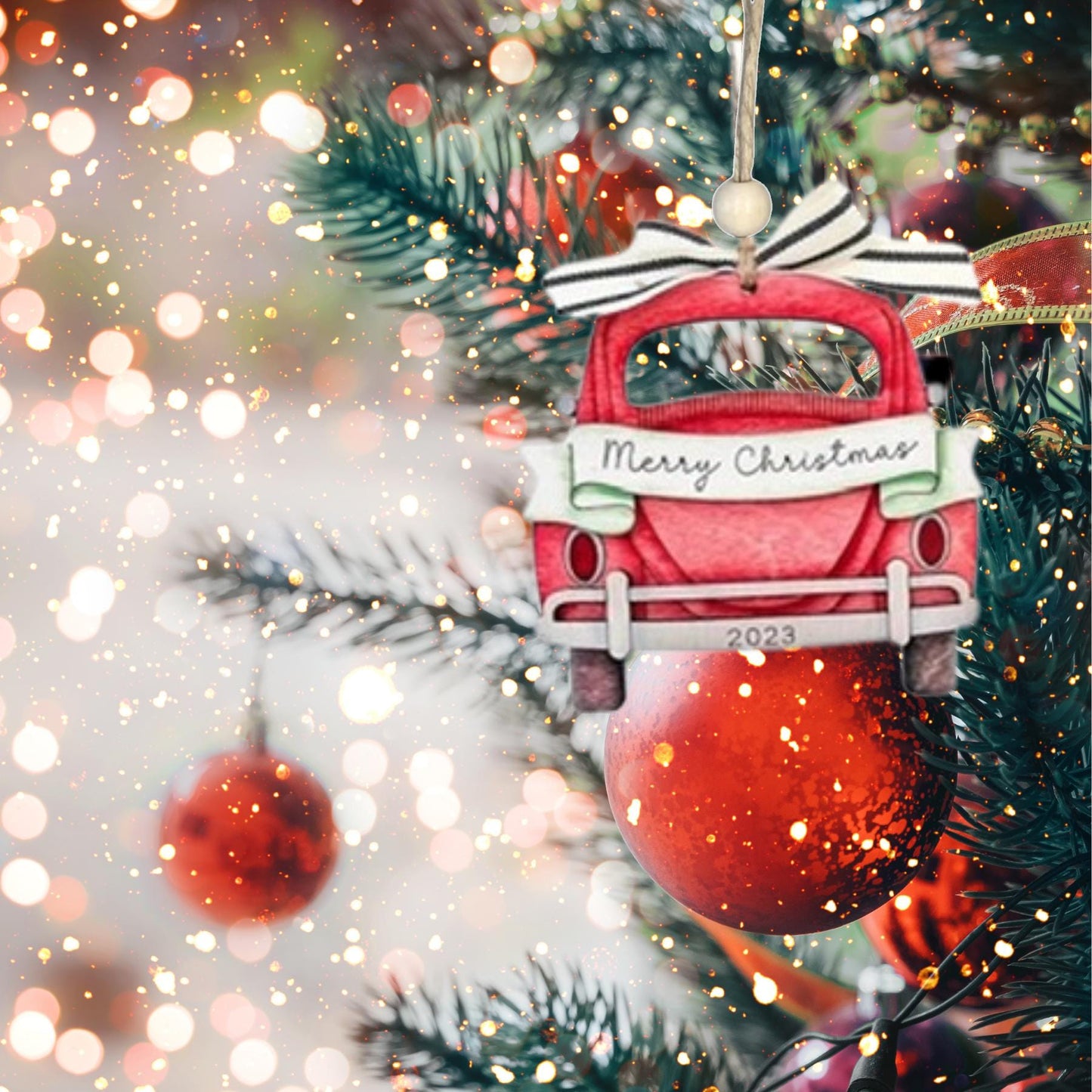 Merry Christmas Car Christmas Ornament| Christmas Ornaments | Handmade Christmas Gifts | Custom