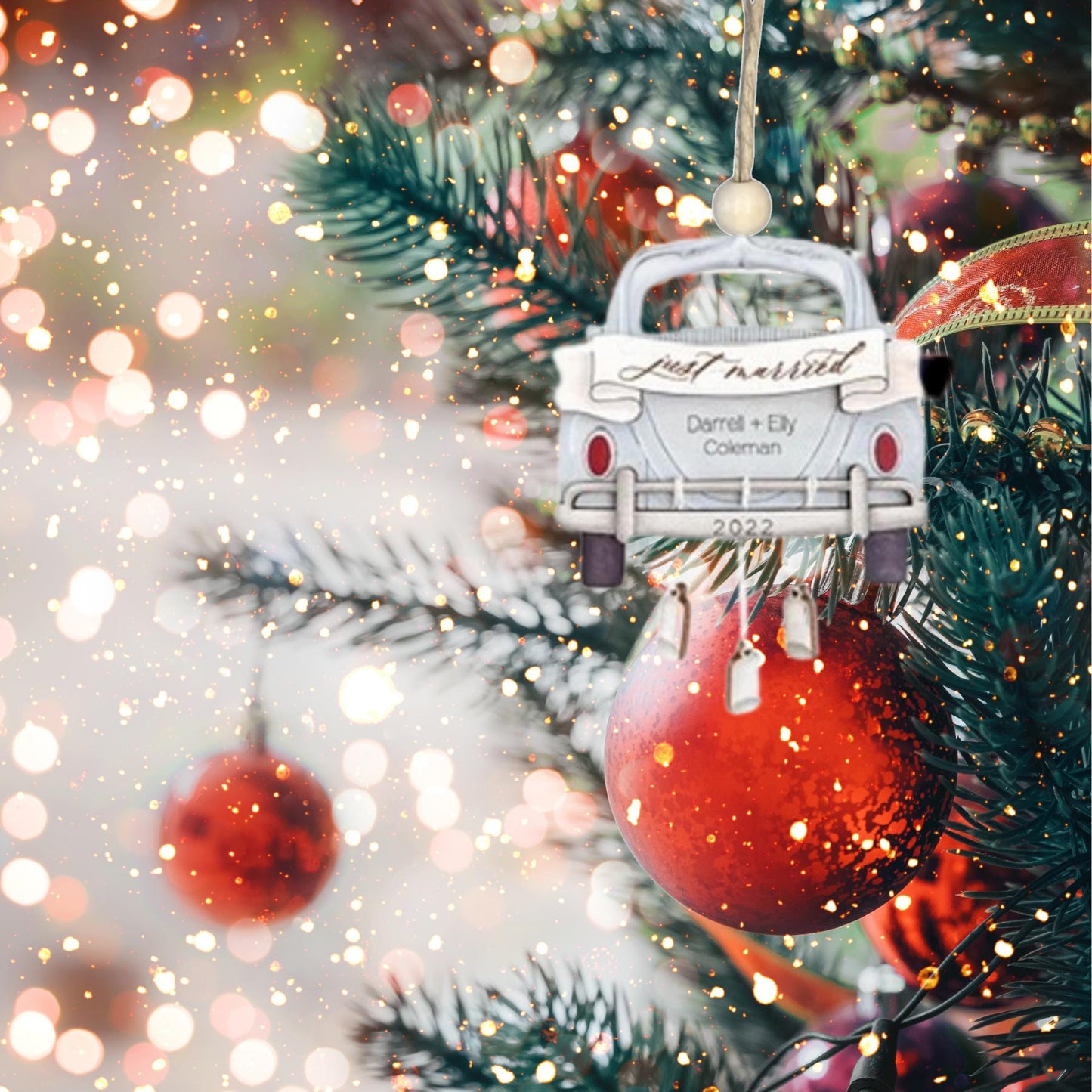 Just Married Christmas Ornament| Christmas Ornaments | Handmade Christmas Gifts | Custom