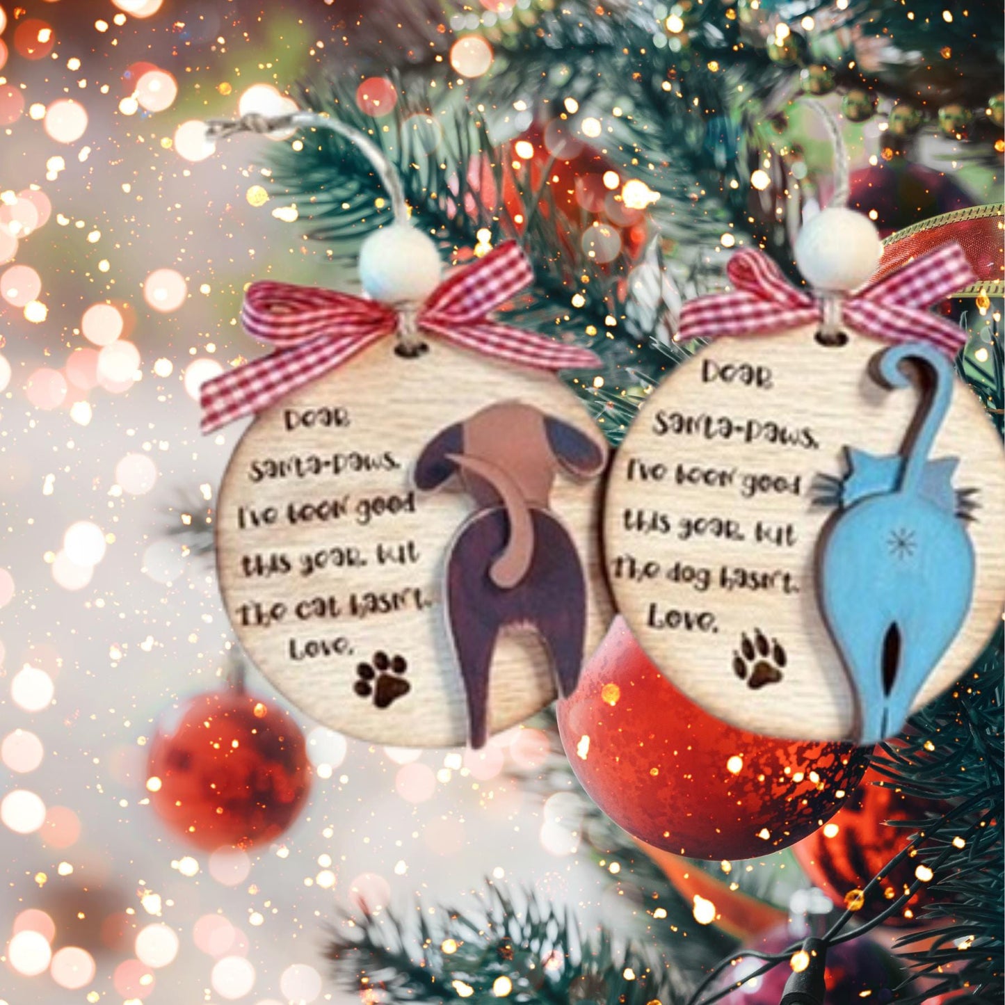 Dog & Cat Christmas Ornament| Christmas Ornaments | Handmade Christmas Gifts | Custom