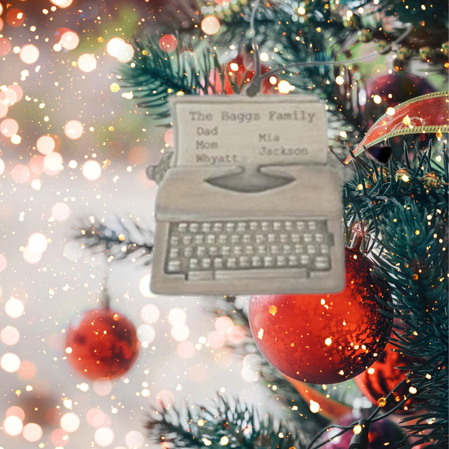 Typewriter Family Christmas Ornament| Christmas Ornaments | Handmade Christmas Gifts | Custom
