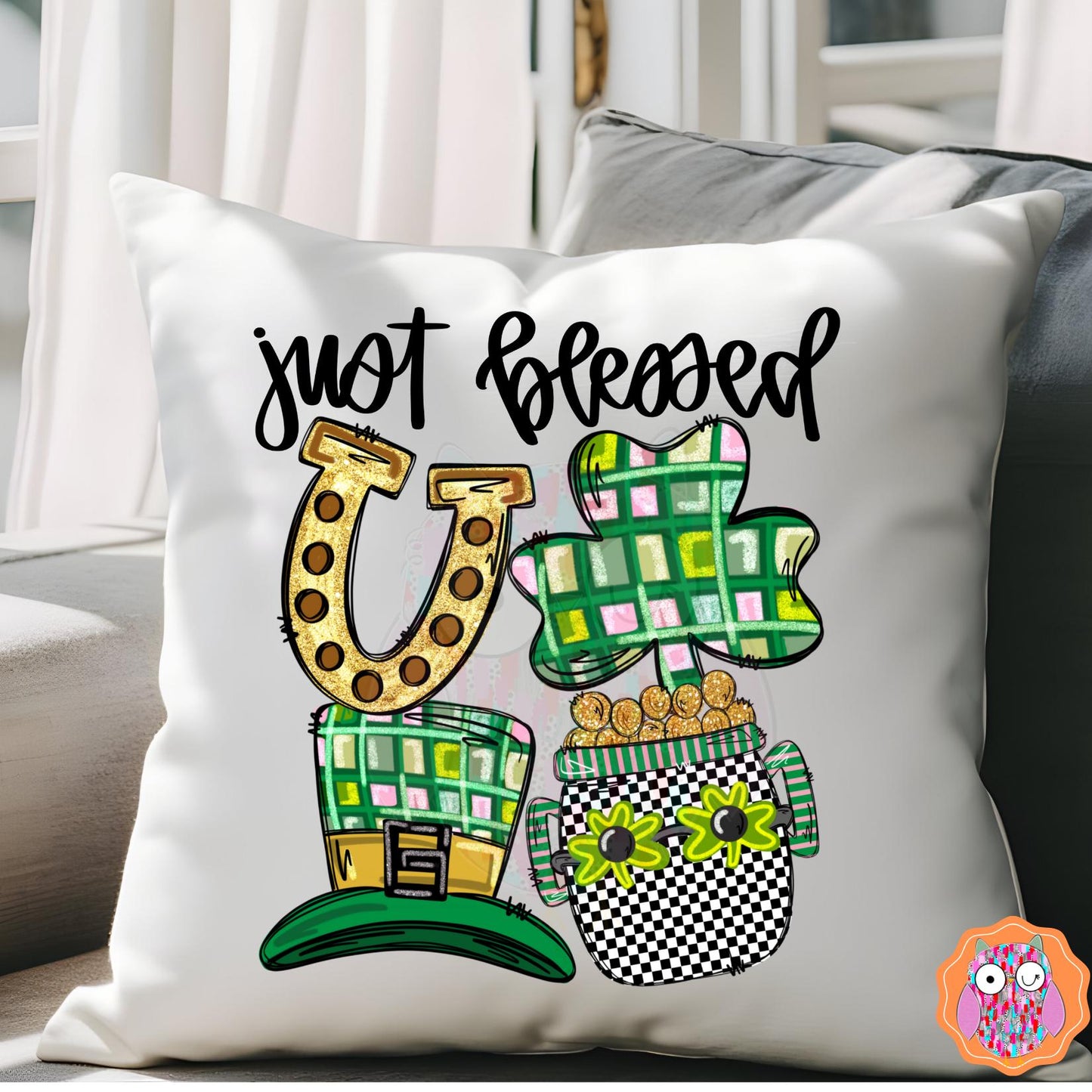 Just Blessed St. Patrick's Day DTF | St. Patrick's Day T-shirt |Tote & Travel Bag |Tea Towel Pillow | St. Patrick's Day Gift|