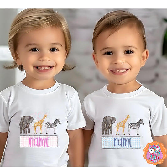 Kids Zoo Animal Name T-Shirt |Animal Tee |Tote & Travel Bag| Tea Towel| Hand Made Pillow|
