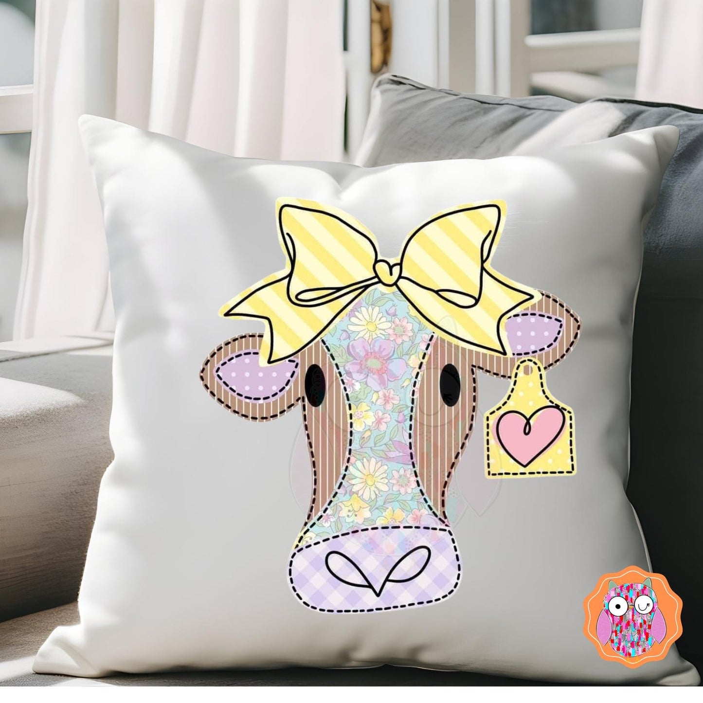 Kids Cow Name T-Shirt |Animal Tee |Tote & Travel Bag| Tea Towel| Hand Made Pillow|