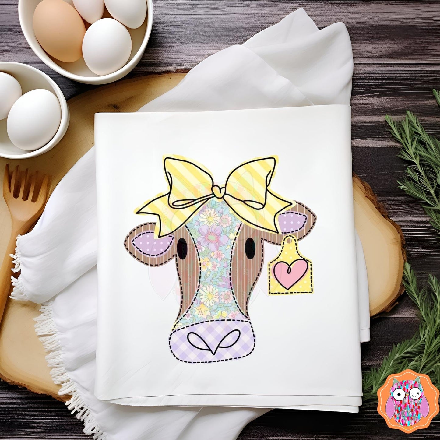 Kids Cow Name T-Shirt |Animal Tee |Tote & Travel Bag| Tea Towel| Hand Made Pillow|