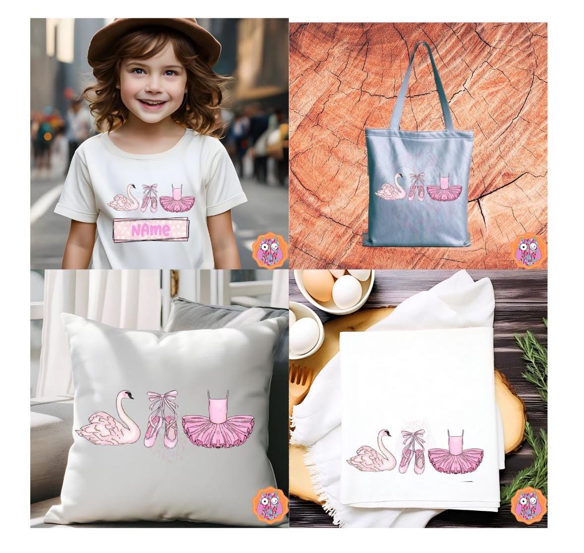 Kids Ballet Name T-Shirt |Ballet Tee |Ballet Tote & Travel Bag| Ballet Tea Towel| Ballet Hand Made Pillow|