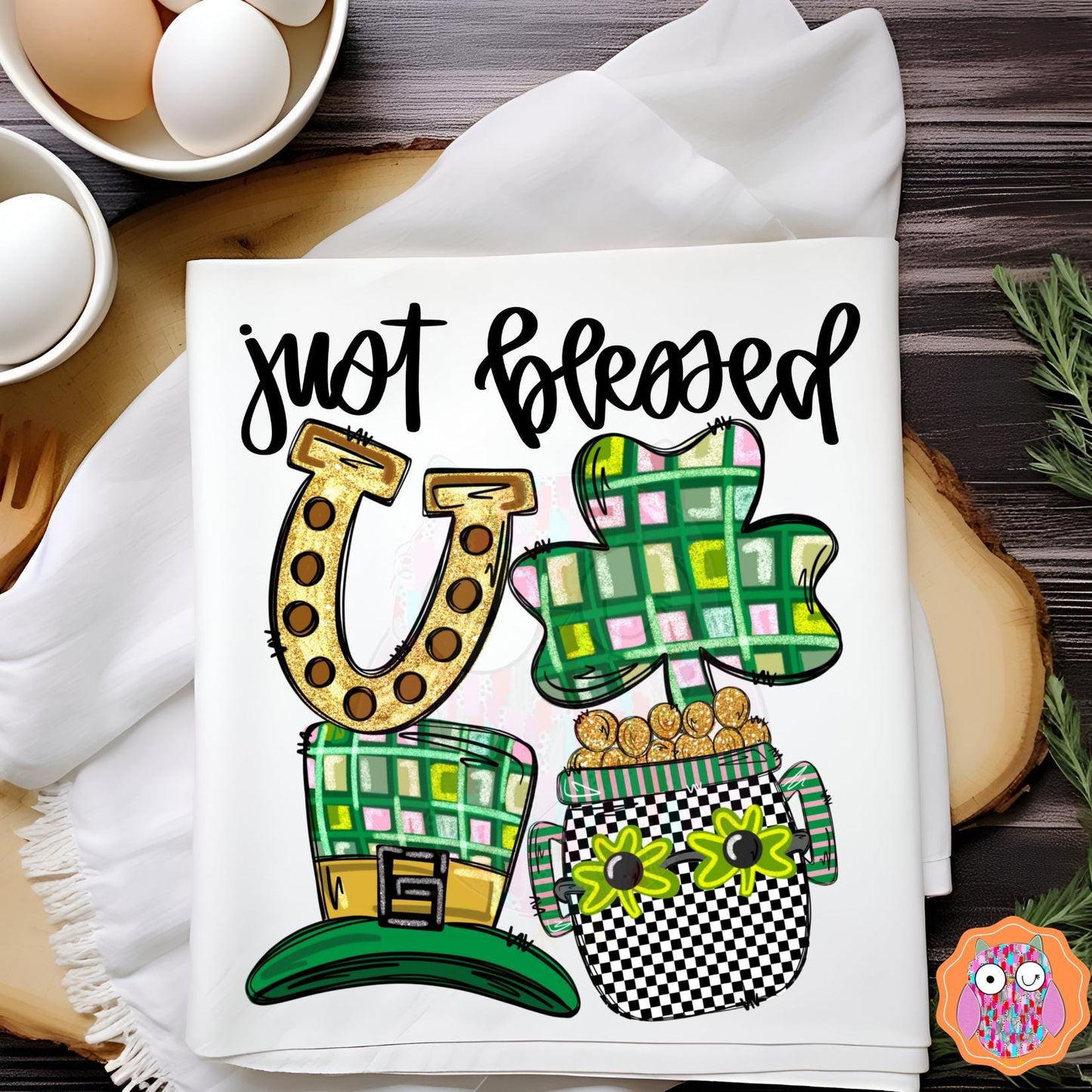 Just Blessed St. Patrick's Day DTF | St. Patrick's Day T-shirt |Tote & Travel Bag |Tea Towel Pillow | St. Patrick's Day Gift|