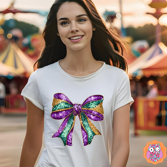 Mardi Gras Bow T-shirt | Mardi Grad Tote| Mardi Gras Tea Towel| Travel Bag| Louisiana Festival Gift| Mardi Gras