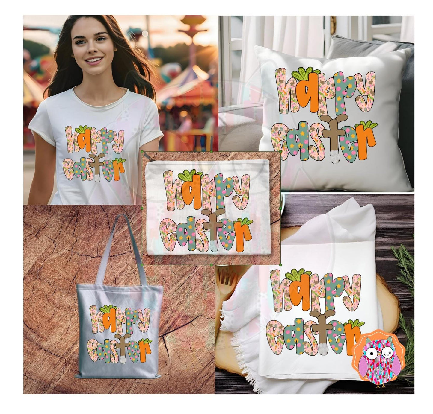 Happy Easter Carrot Easter Kids and Adult Shirt | Happy Easter Tee |Tote & Travel Bag| Tea Towel| Pillow| Easter Gift|
