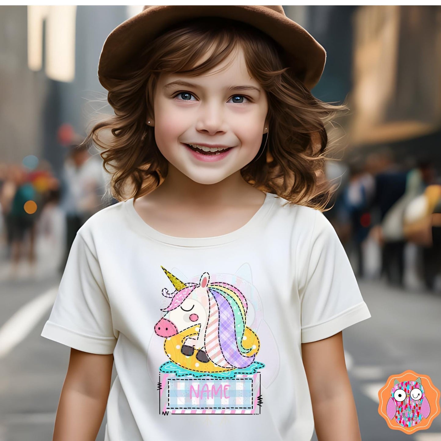 Kids Unicorn Name T-Shirt |Animal Tee |Tote & Travel Bag| Tea Towel| Hand Made Pillow|