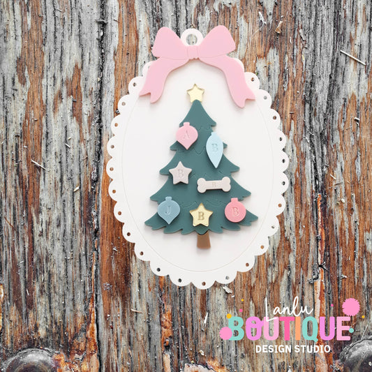 Vintage Personalized Christmas Tree Ornament - Retro Holiday Decoration with Bow and Charms