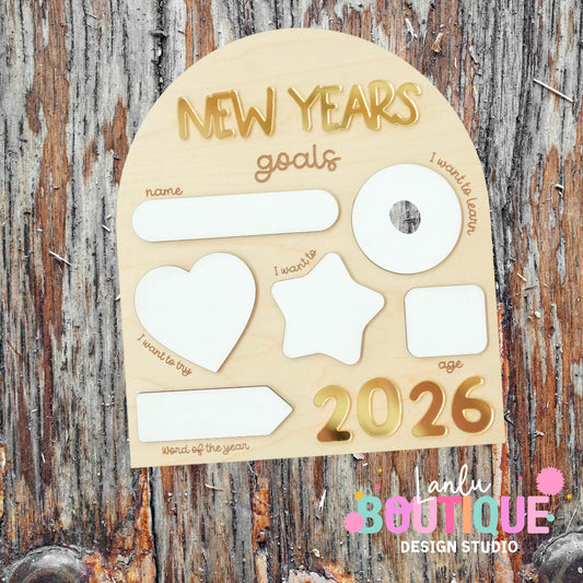 New Year Goals Dry Erase Board for Kids and Families - Custom 2026 Planning Tool