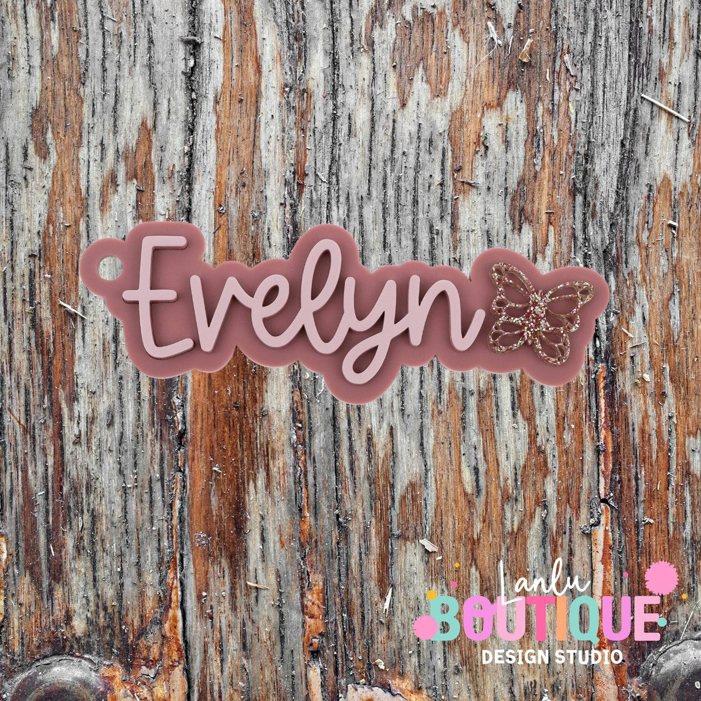 Butterfly Name Bag Tag Keychain - Custom Acrylic Name Tag for Backpacks & Keys
