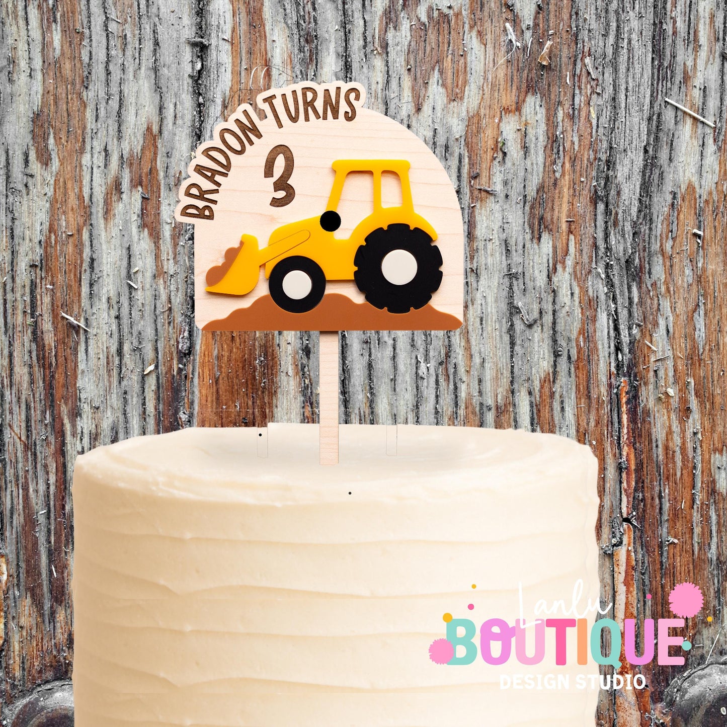 Happy Birthday Tractor Cake Topper with Custom Name and Age for Kids Parties
