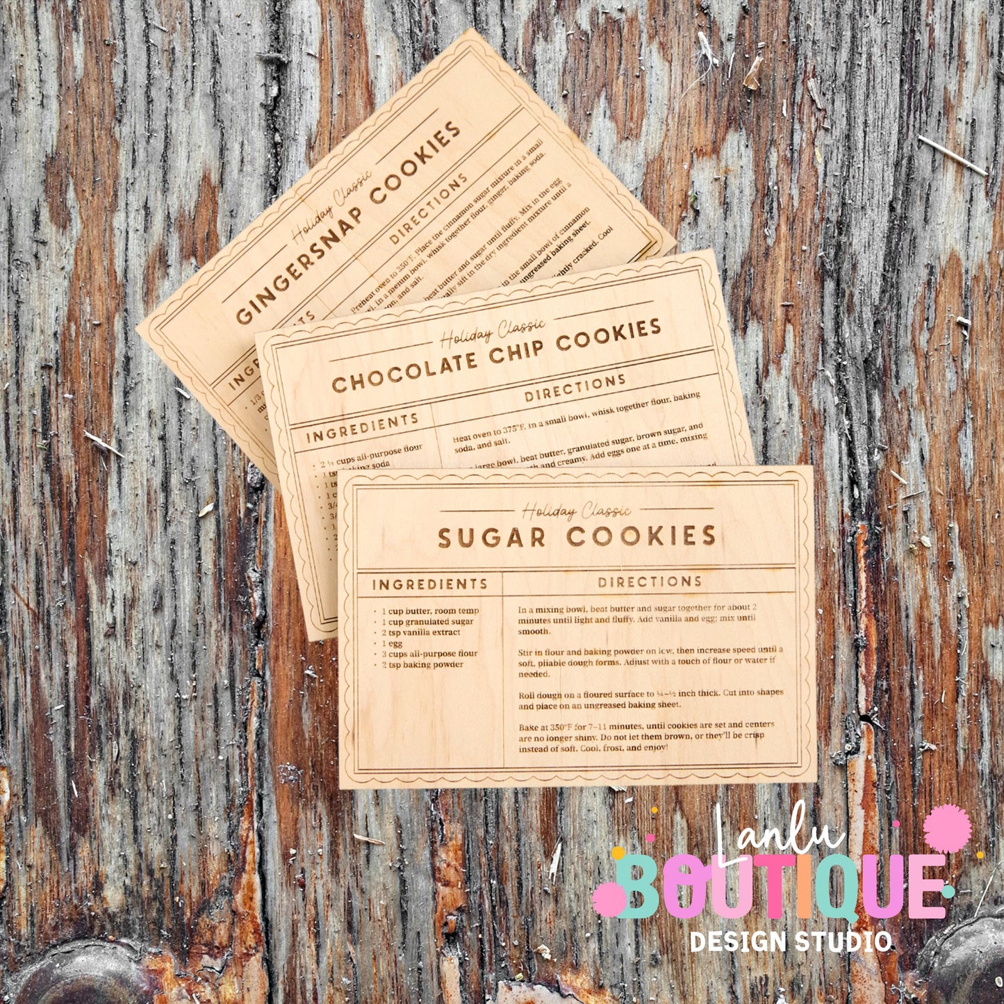 Cookie Recipe Cards | Rustic Recipe Keeper | Unique Gift for Bakers | Handmade with Love