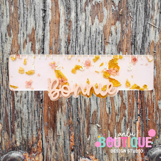 Resin Ruler with Name Custom Floral Design for Unique Gift