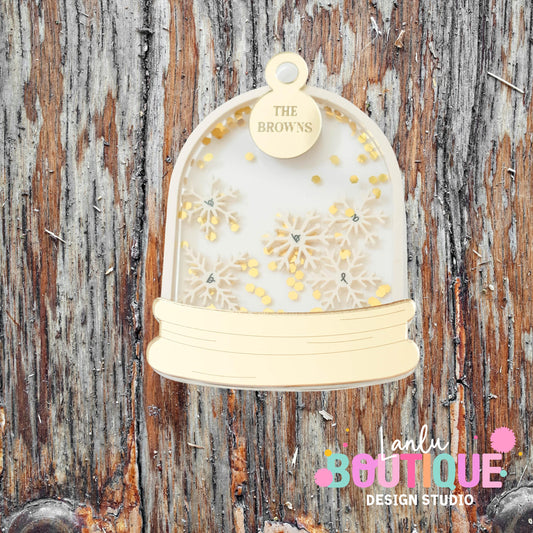 Snowflake Shaker Globe Personalized Ornament - Custom Family Name Christmas Decoration Gift